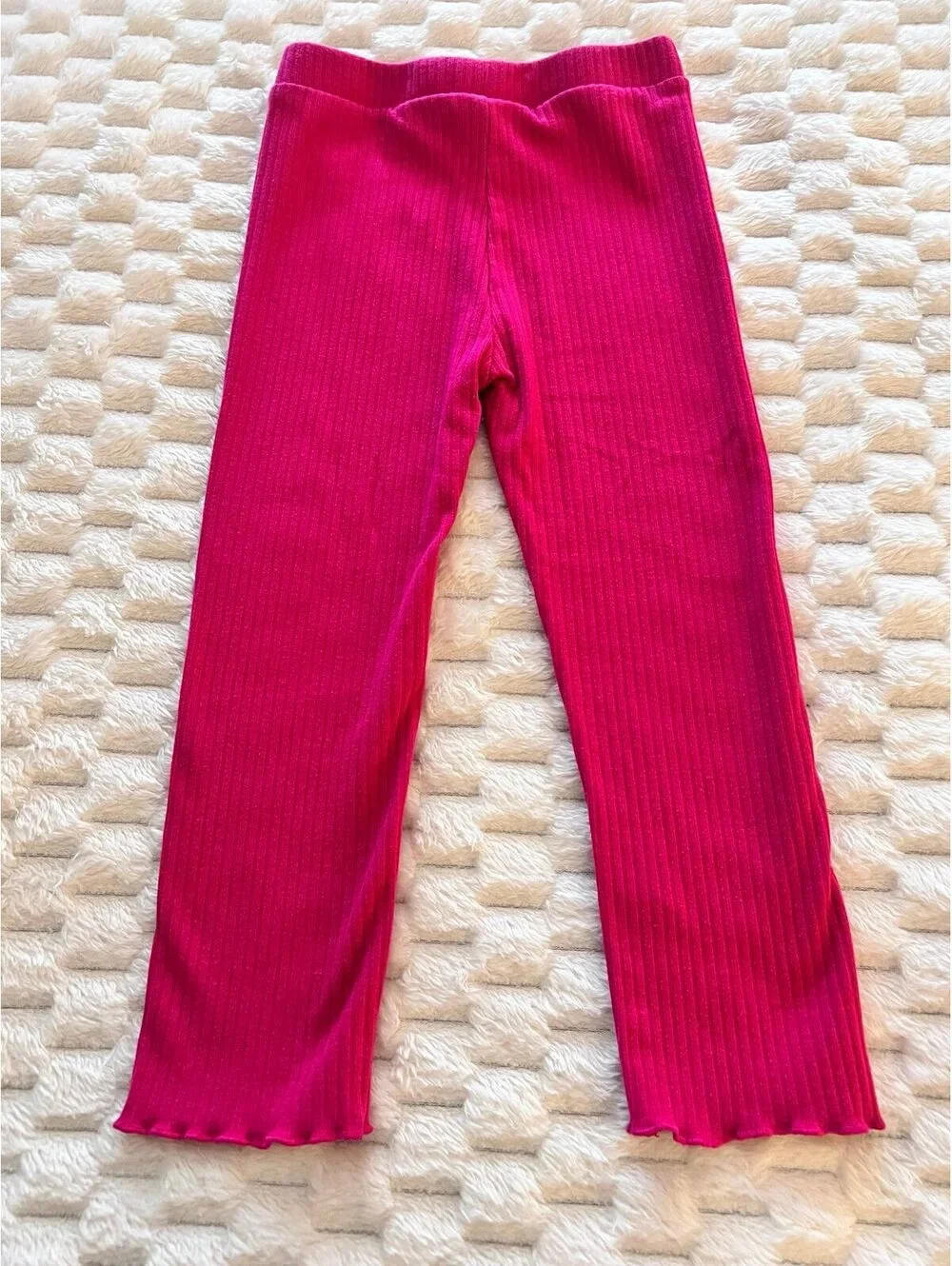TCP Girls Striped Ruffle Sweatshirt & Pink Leggings 2pc Set; Fall Outfit (3T)